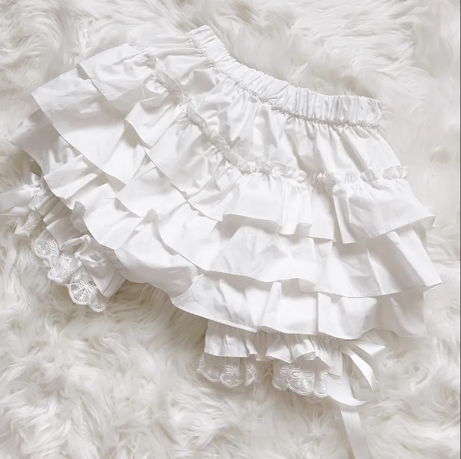 Bow Lace Cotton Ruffle Bloomers