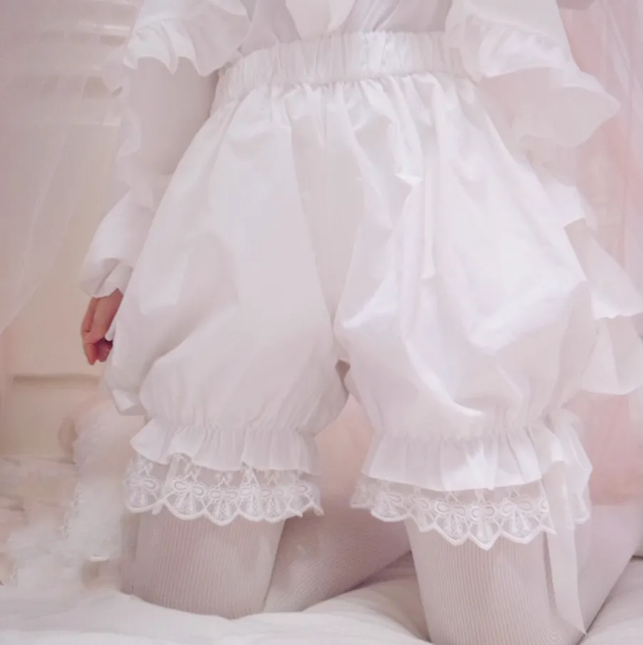 Bow Lace Cotton Ruffle Bloomers