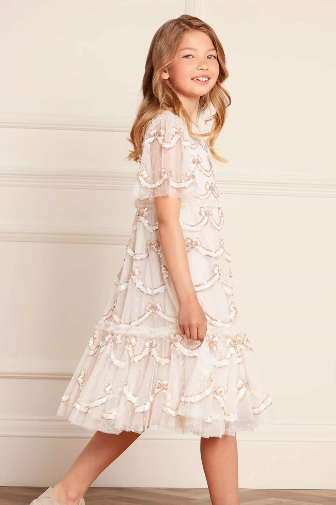 Bow Sequin Kids Dress