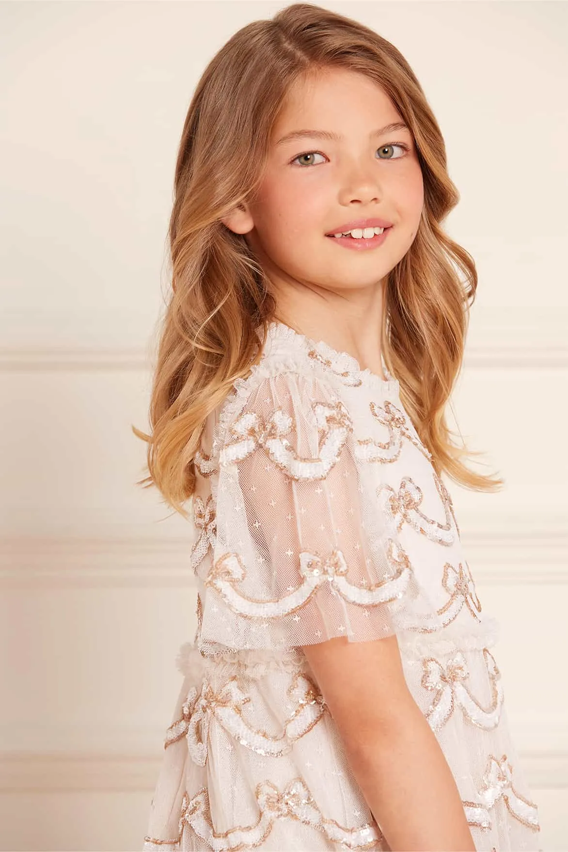 Bow Sequin Kids Dress