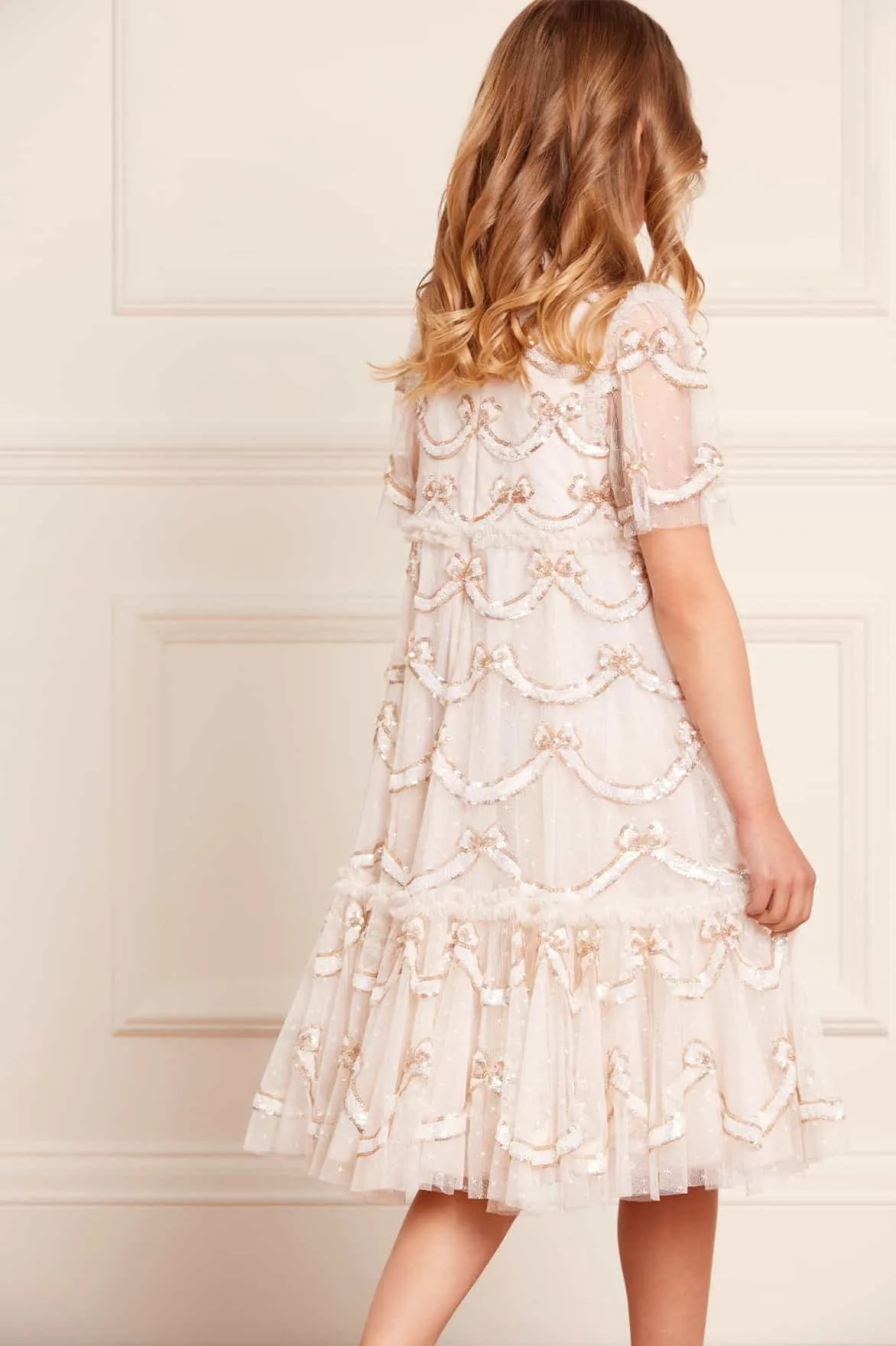 Bow Sequin Kids Dress