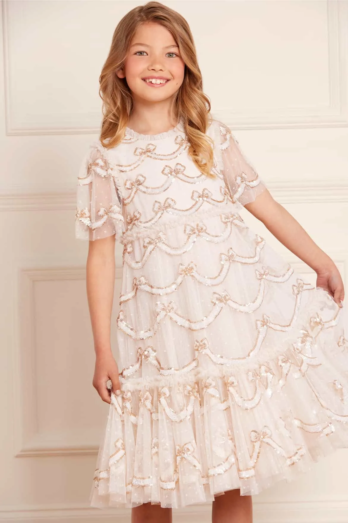 Bow Sequin Kids Dress