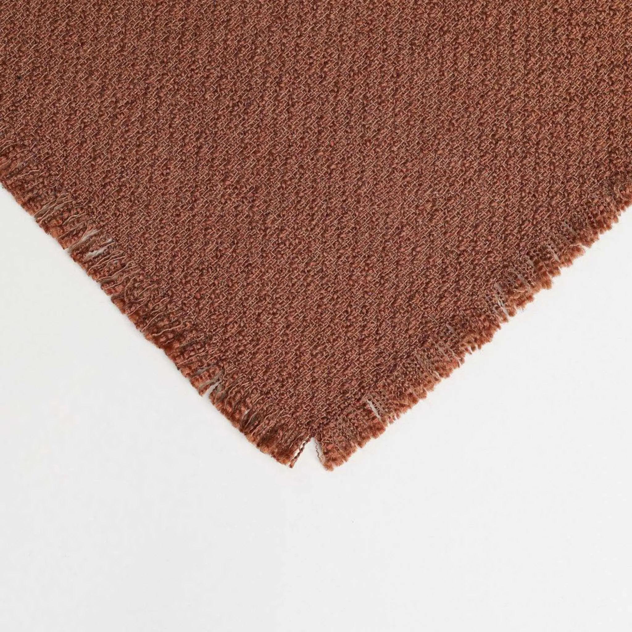 Brown Textured Woolen Tweed Throw Blanket 57" x 70"  1" Fringe