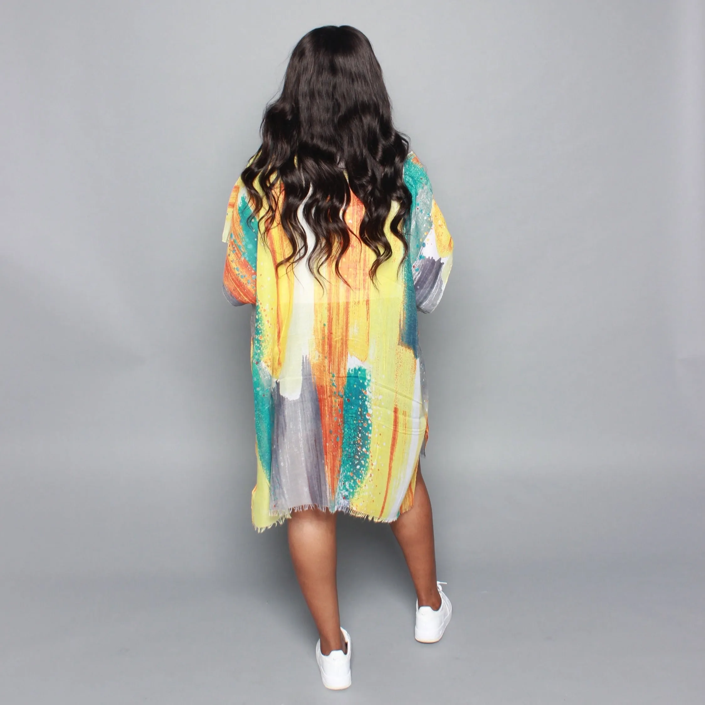 Brush Strokes Kimono-Yellow