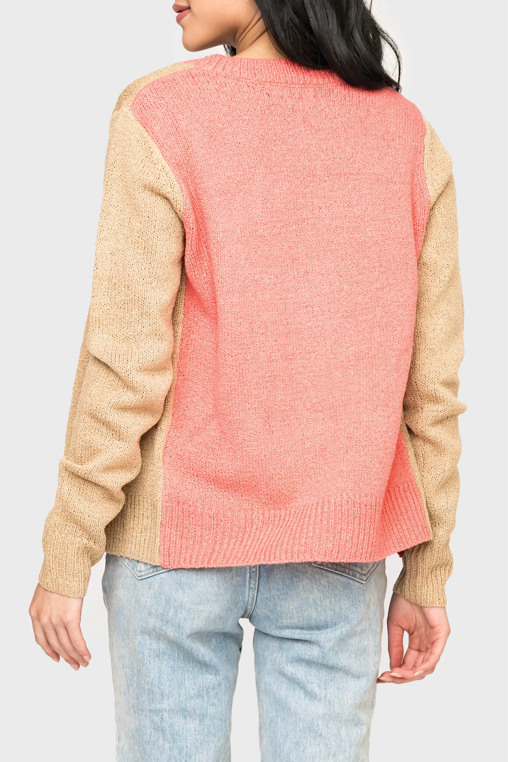 Button Front Colorblock Cardigan