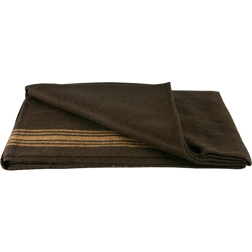 Camel Striped Brown Wool Blanket