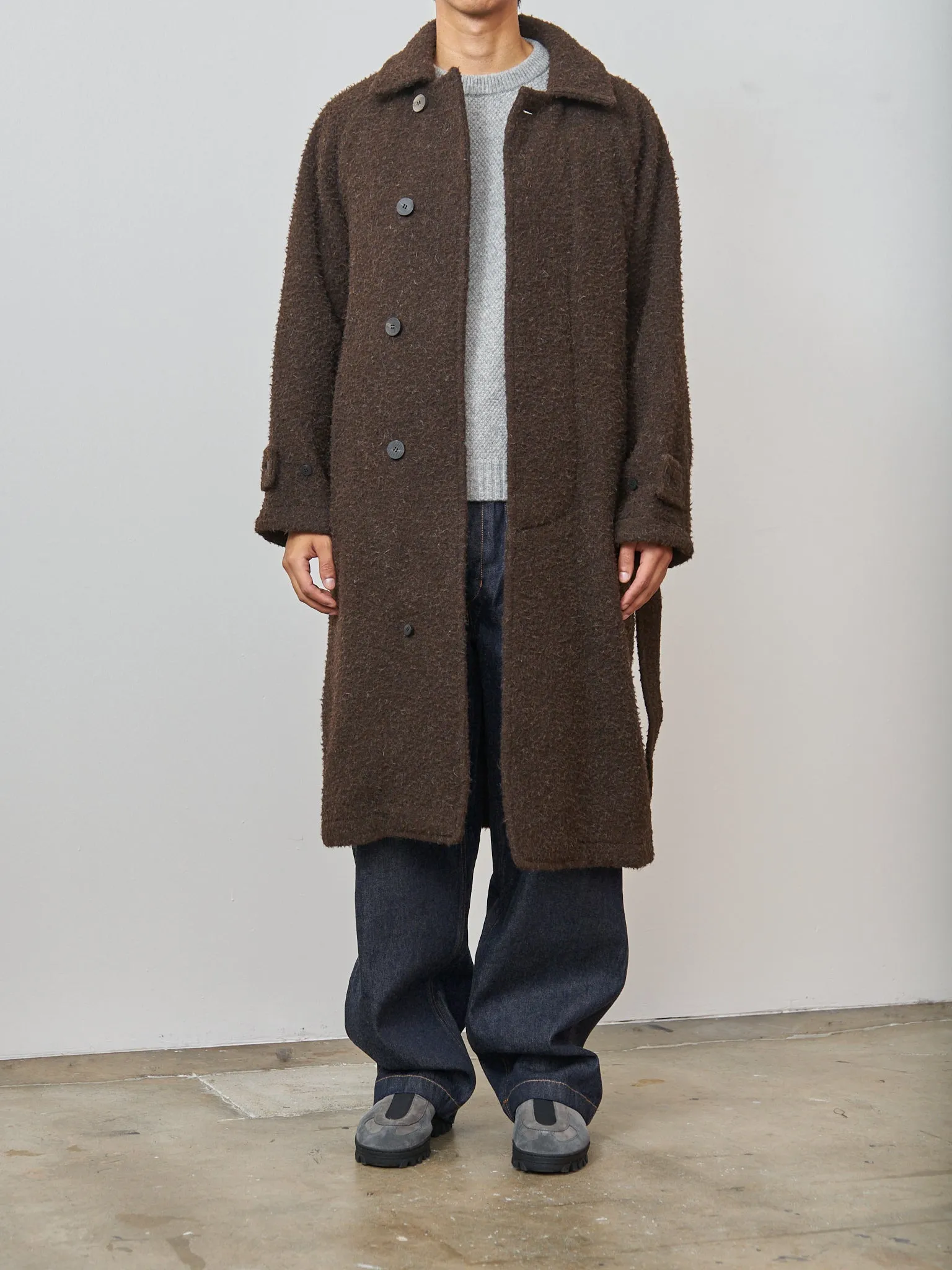 Casentino Balmacaan Coat - Brown