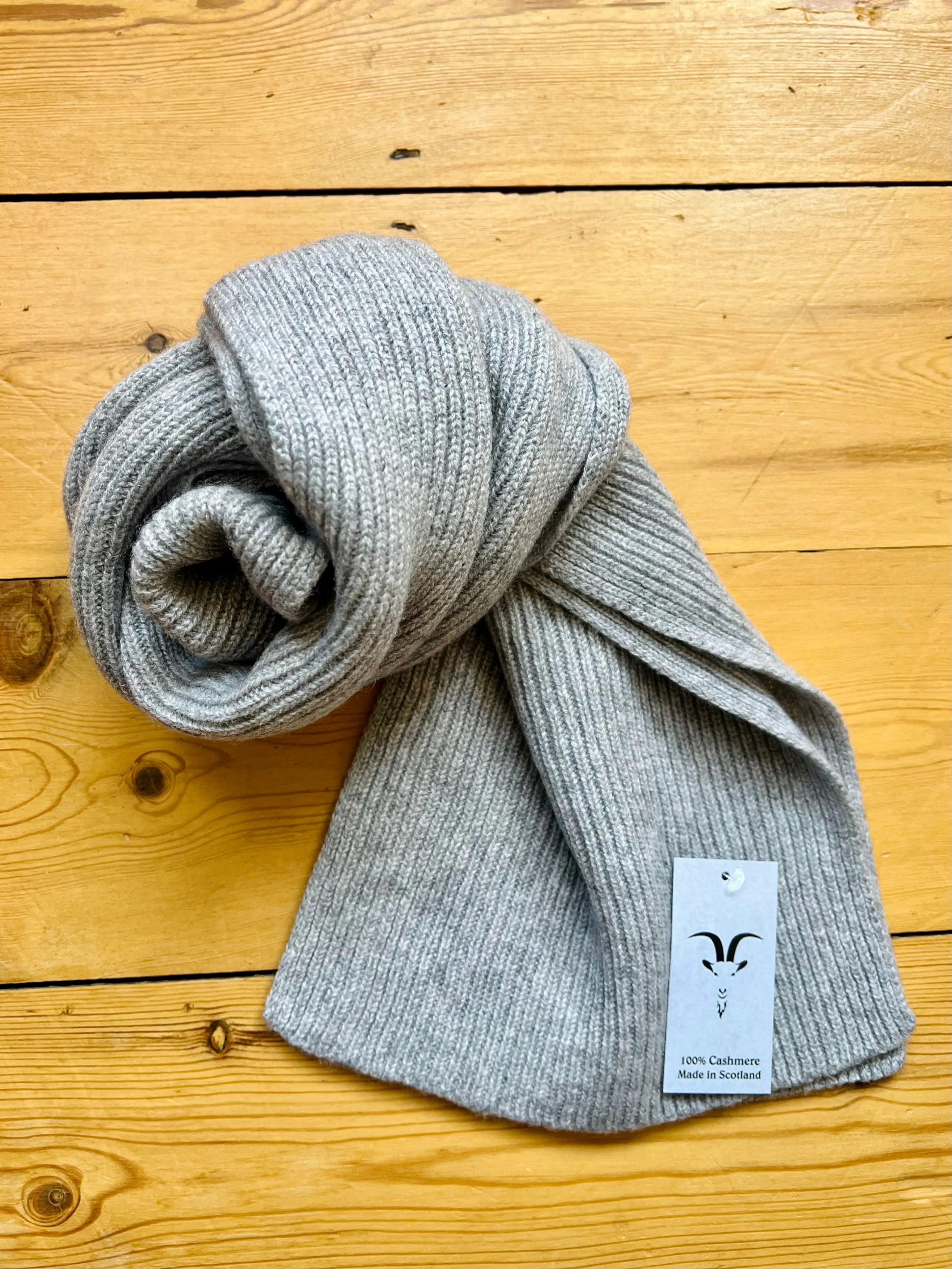 Cashmere Scarf / Silver Gray Rib