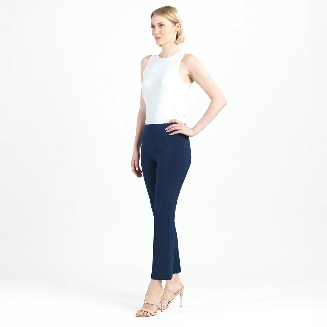 Center Seam Front Slit Ankle Pant - Navy