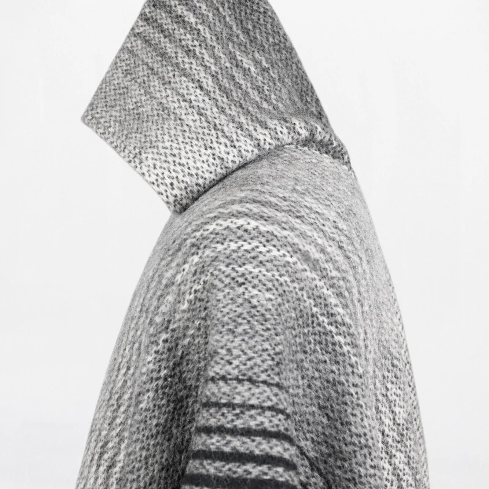 Changaimina - Llama Wool Unisex South American Handwoven Hooded Poncho - gray thin striped pattern