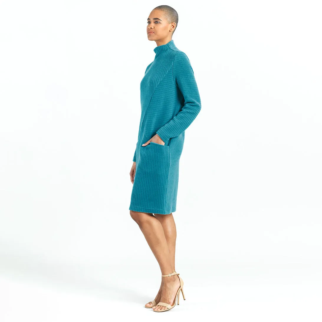 Chunky Ribbed - Tunic Pocket Sweater Dress - Teal - Final Sale!