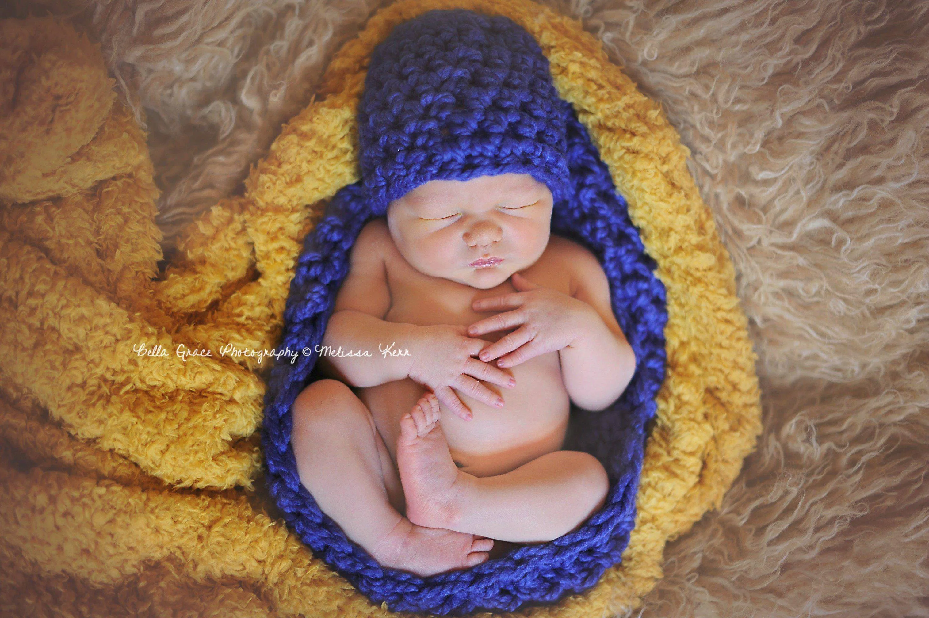 Cobalt Blue Baby Bowl And Hat Set