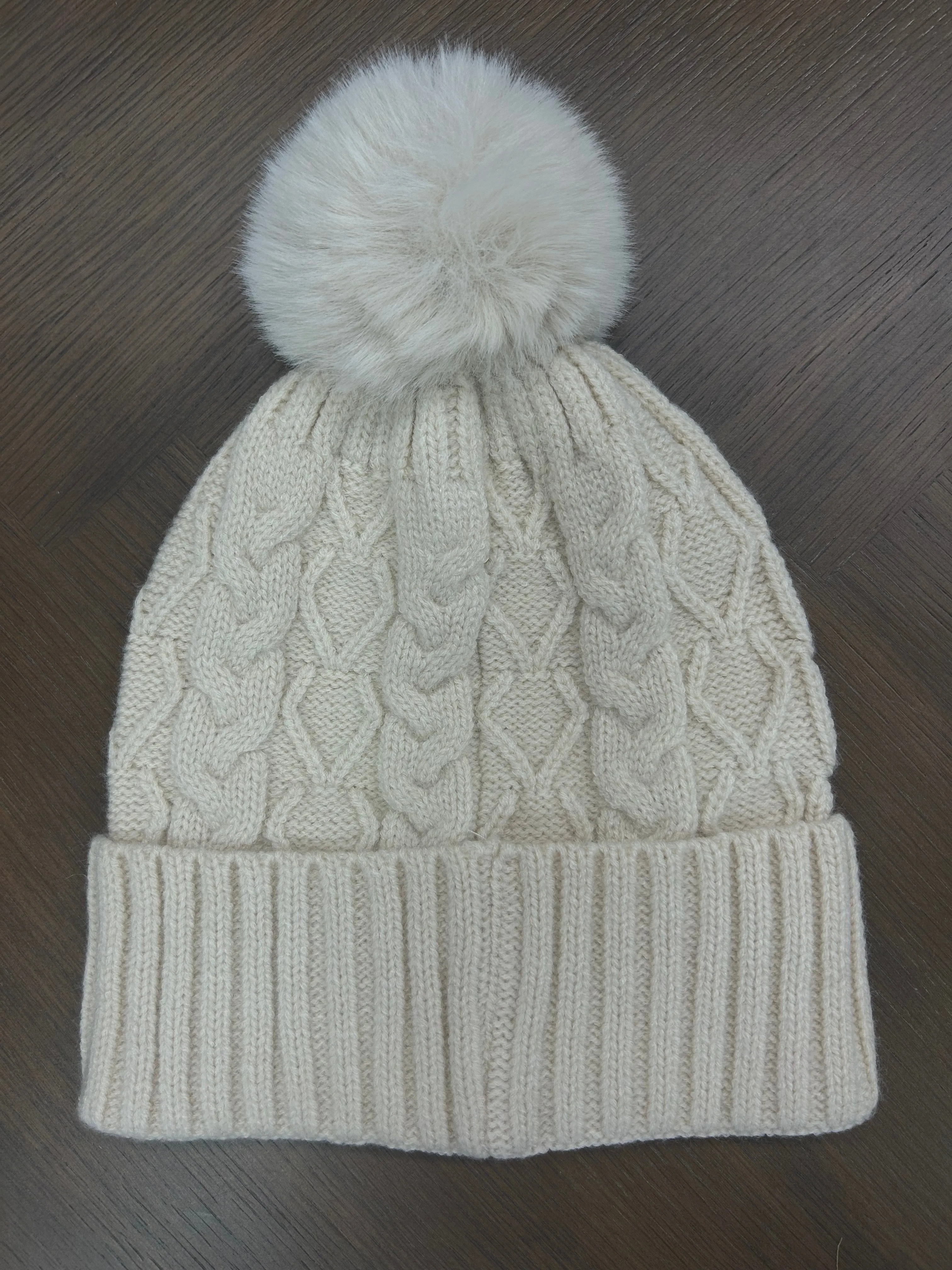 Cozy Cable Knit Pom Pom Beanie