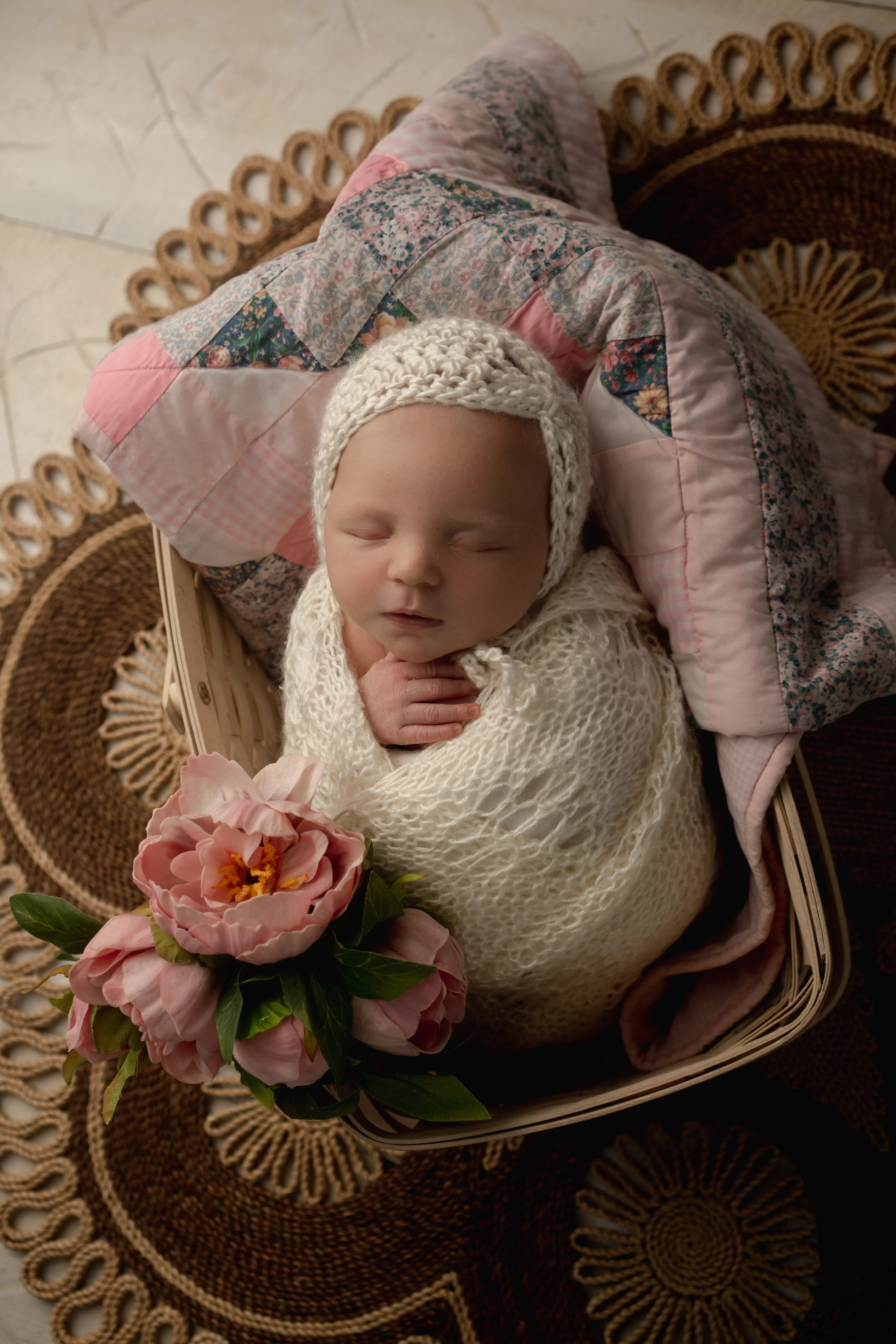 Cream Butterfly Baby Bonnet Hat Newborn Photography Prop