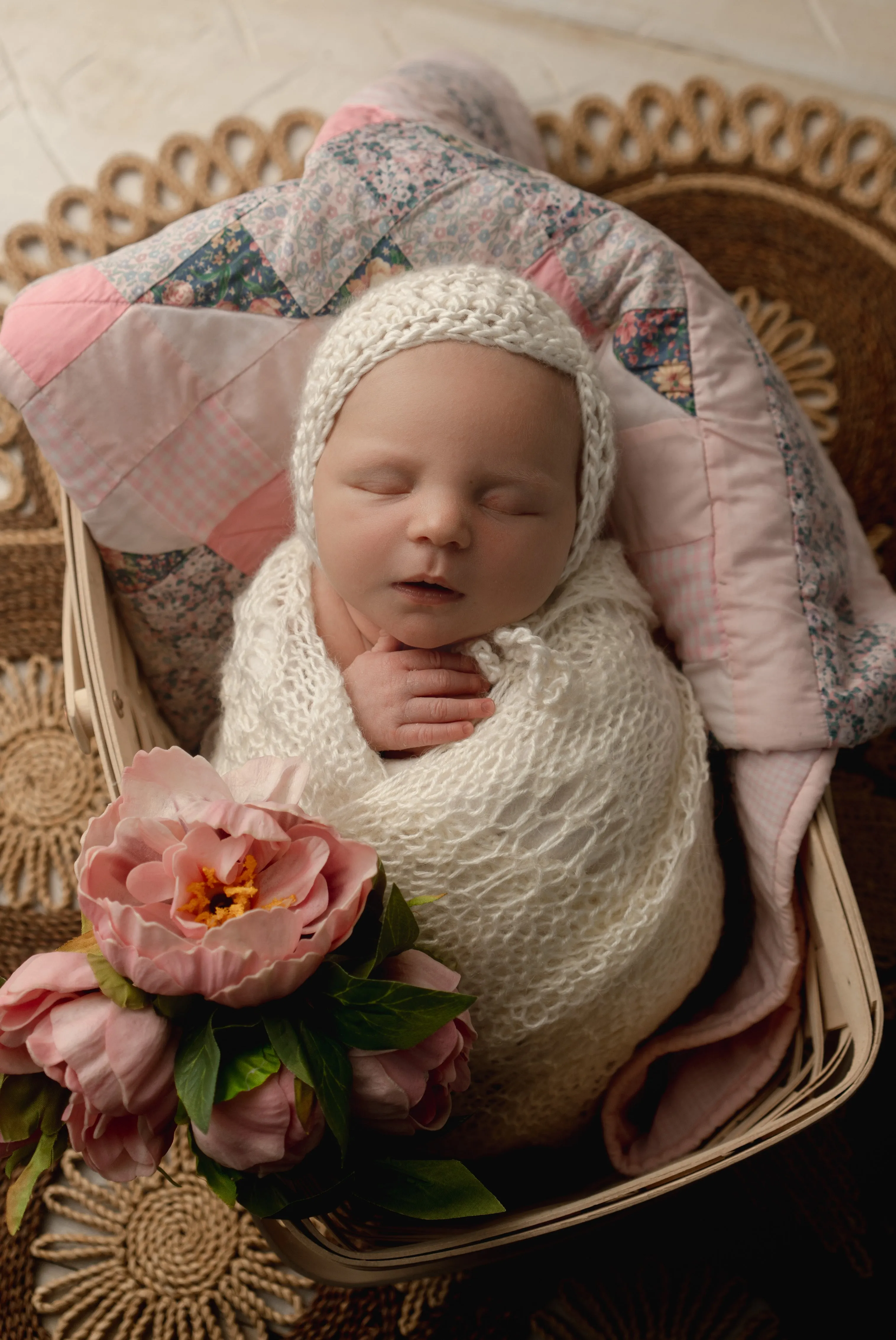 Cream Butterfly Baby Bonnet Hat Newborn Photography Prop