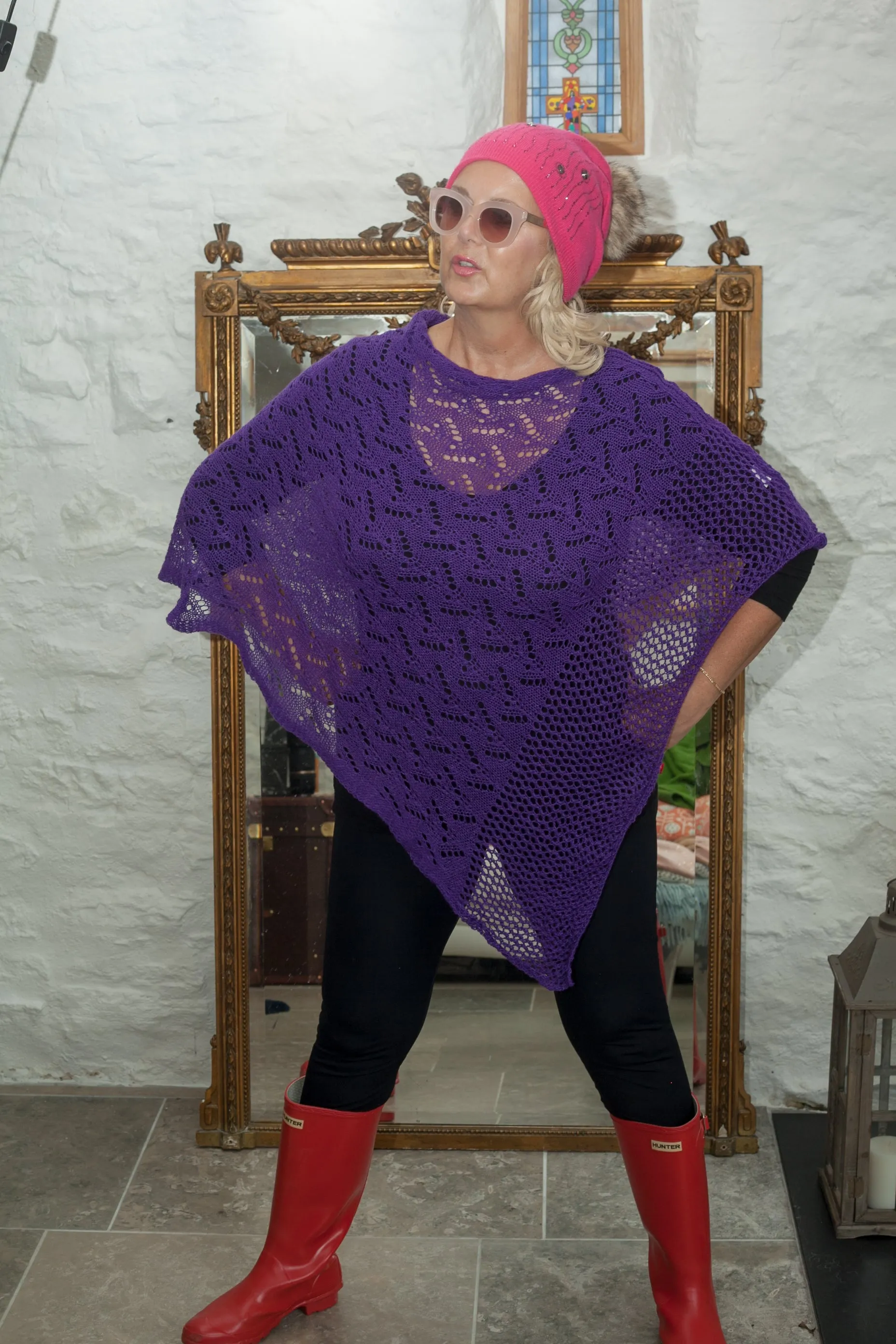 CROCHET STYLE KNITTED PONCHO