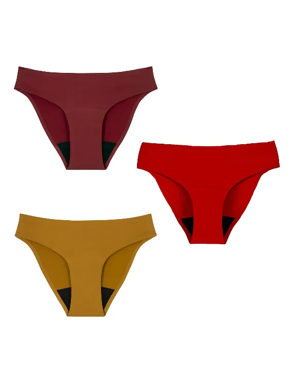 Culotte menstruelle flux moyen - Lot 3 coloris