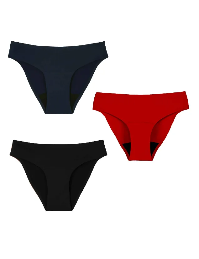 Culotte menstruelle flux moyen - Lot 3 coloris