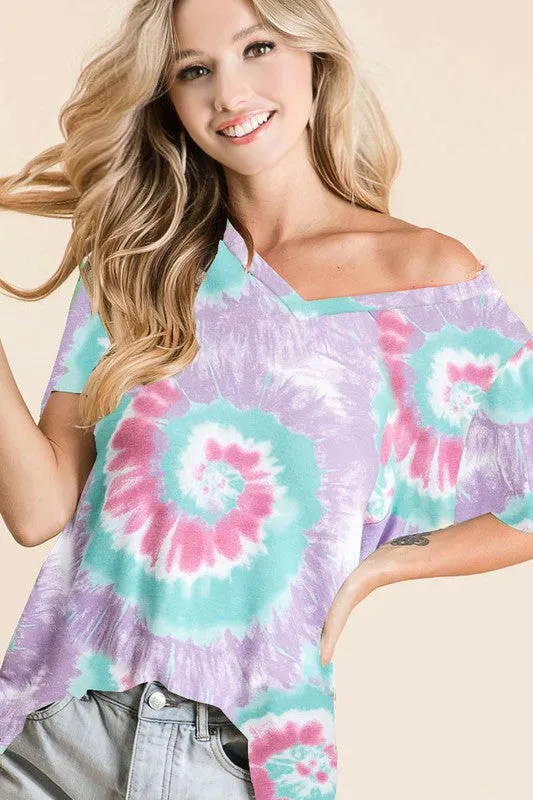 Cypress Tie Dye Top, Lavender Multi