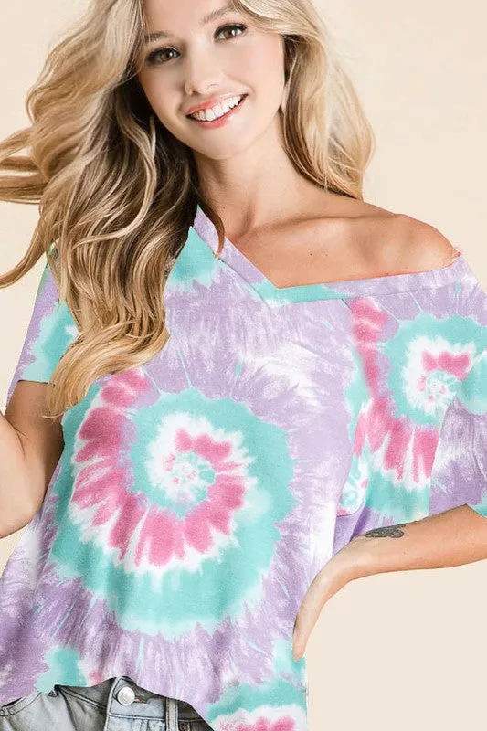 Cypress Tie Dye Top, Lavender Multi