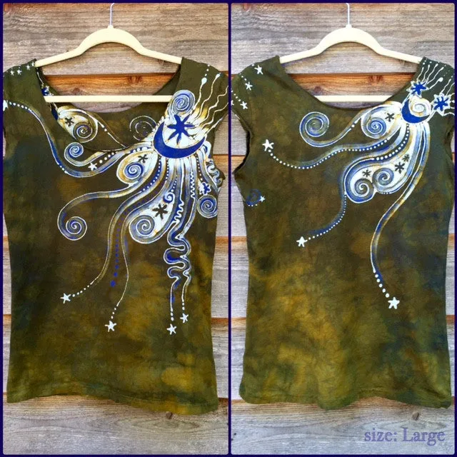 Dark Gold and Purple Moon Batik Top