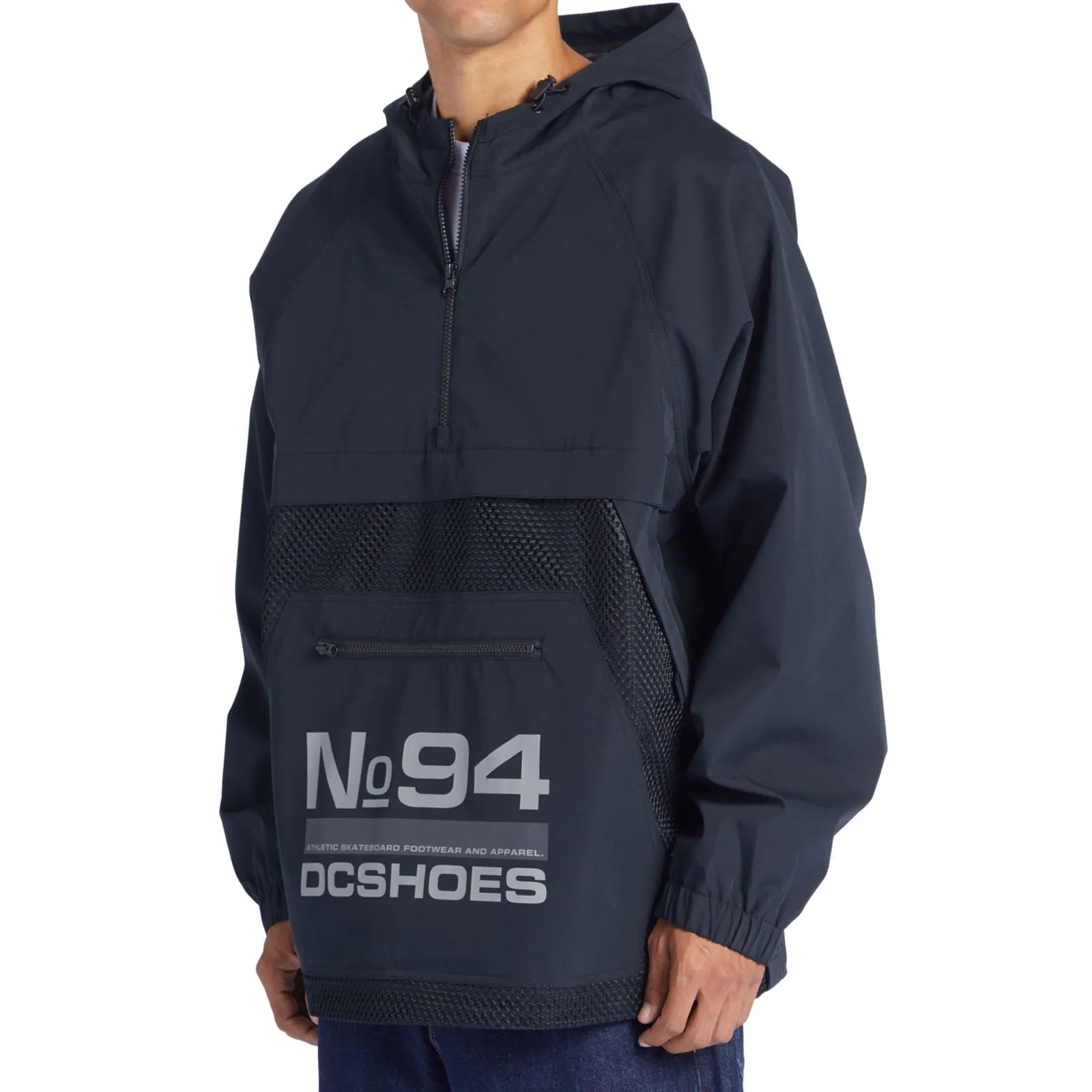 DC Shoes Mens Lofi Hooded Pullover Windbreaker Poncho - Black