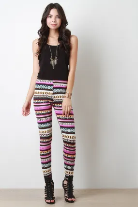 Diamond Pattern Fair Isle Tight Leggings