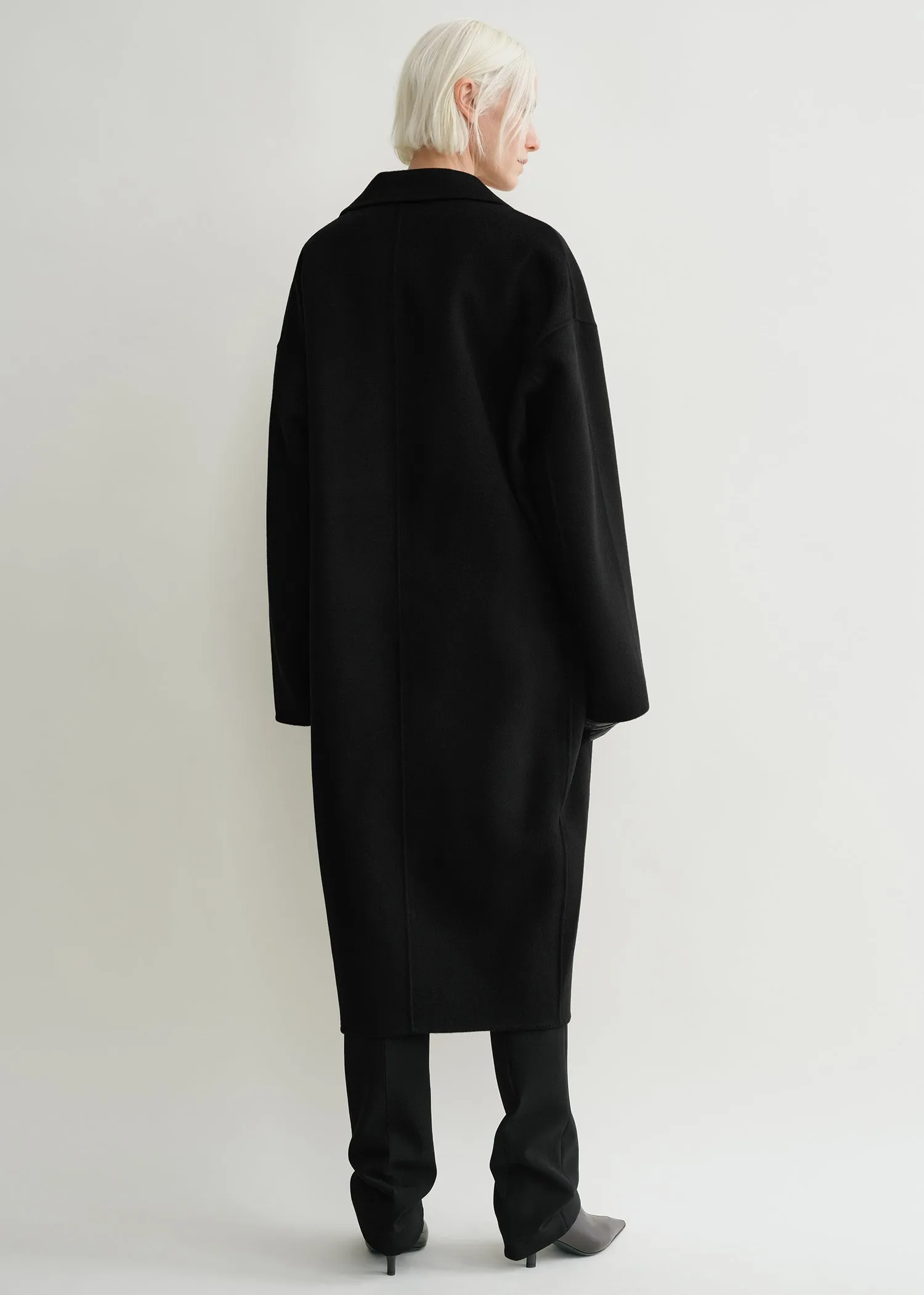 Doublé cocoon coat black