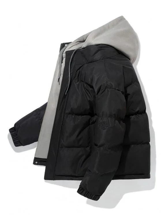 Dual Zip Puffer Coat And Fleece Pants Set