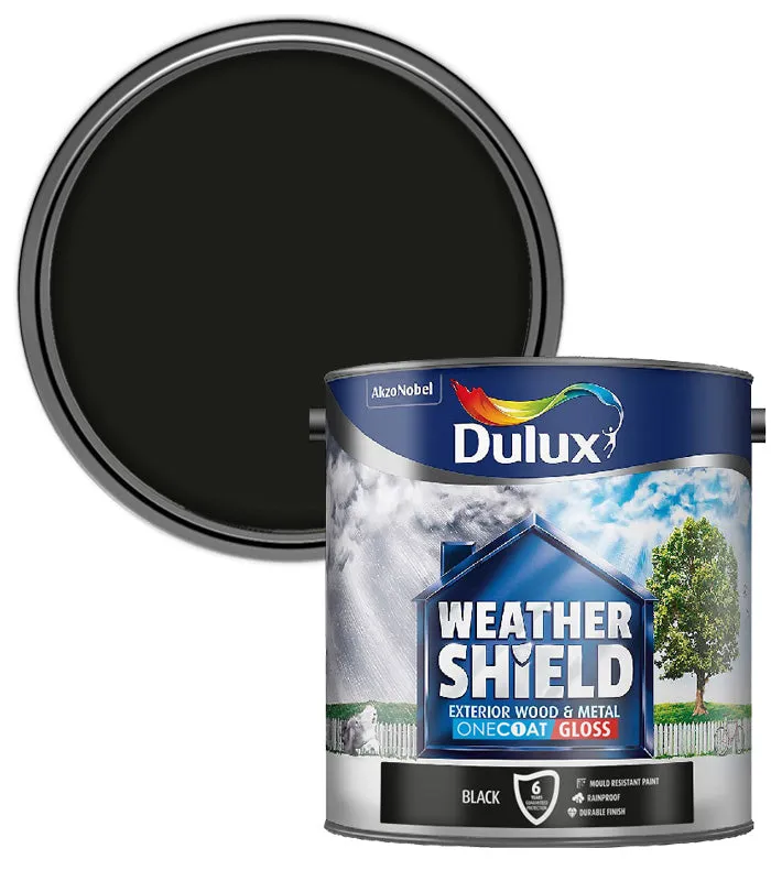 Dulux Weathershield One Coat Exterior Gloss Paint- Black