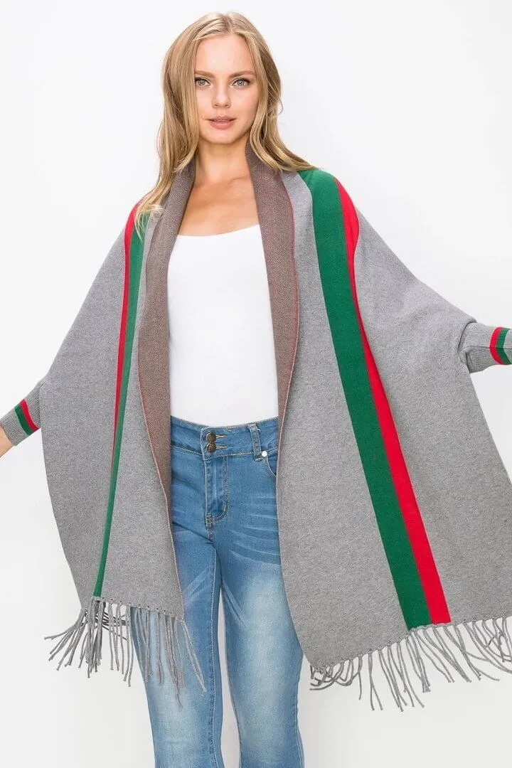 Dunnmall Luxurious Fringe Stripe Shawl