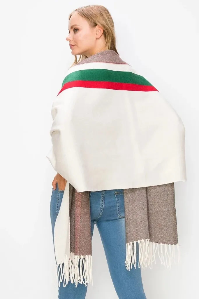 Dunnmall Luxurious Fringe Stripe Shawl