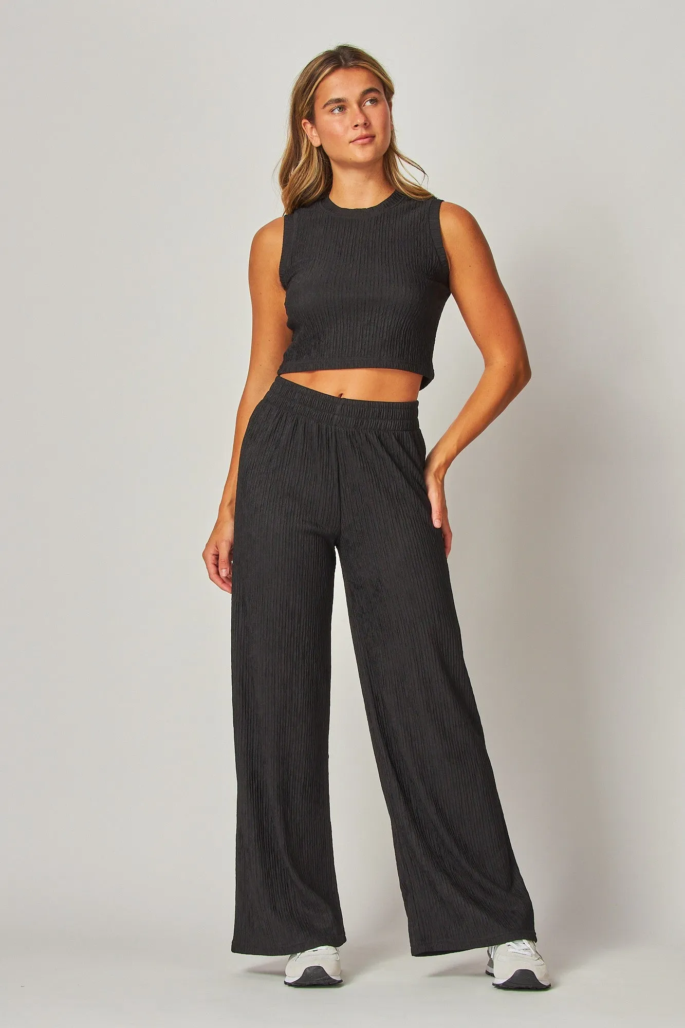 Echo Textured Wide Leg Pant- 3 Colors!