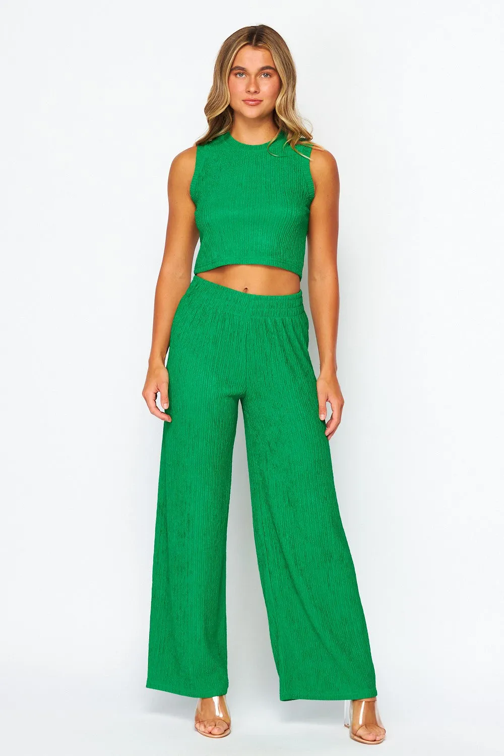 Echo Textured Wide Leg Pant- 3 Colors!