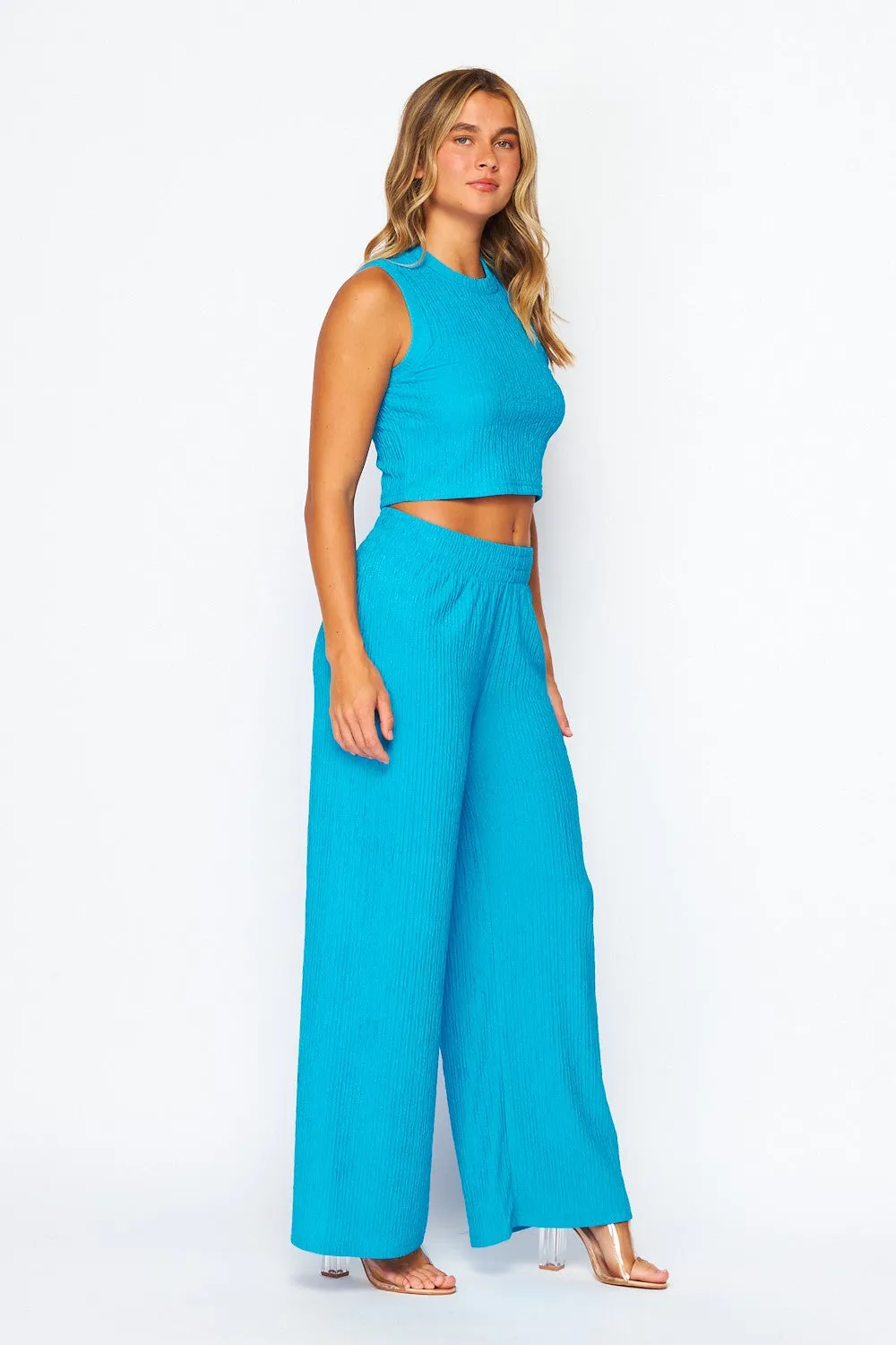 Echo Textured Wide Leg Pant- 3 Colors!