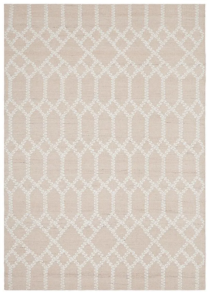 Eco Friendly Tribal Trellis Cottonblend Rug - Nude/Soft Pink