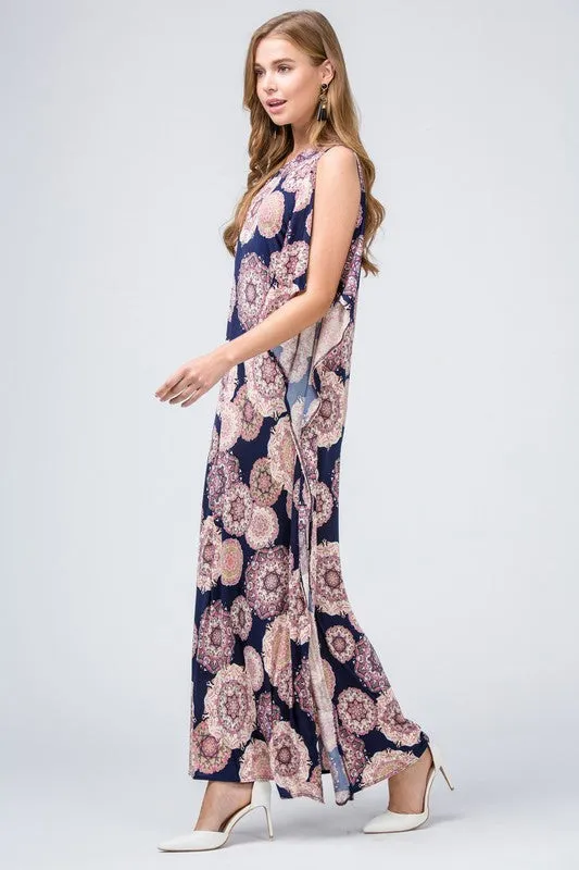 Elegant One Shoulder Maxi Dress - Navy