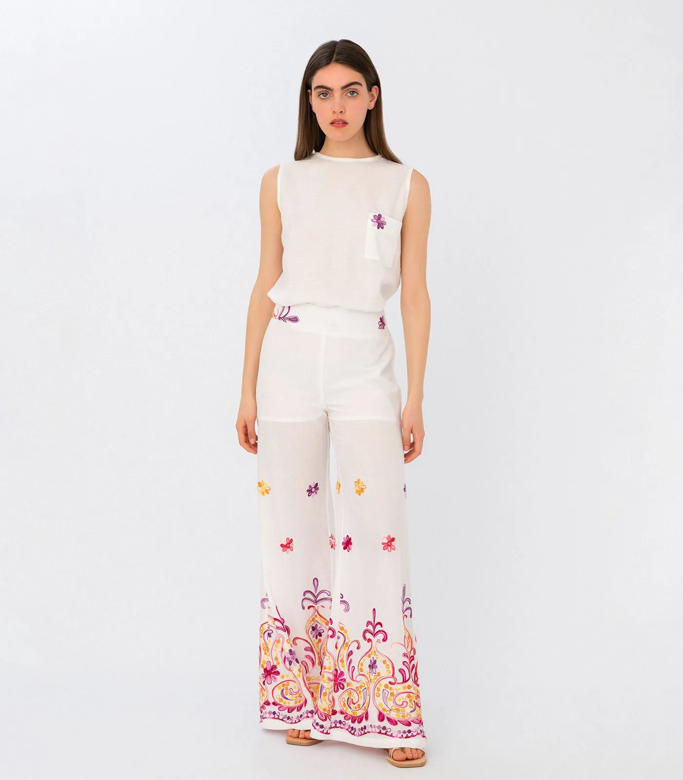 Embroidered Flared Pants