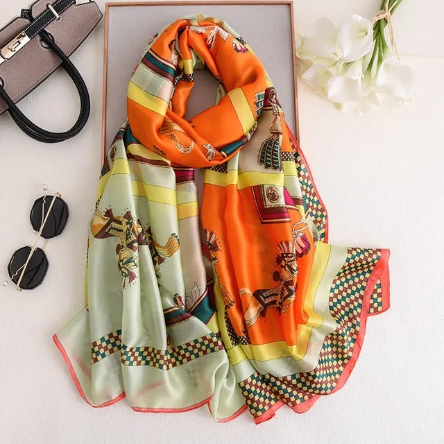 Fashion Silk Scarf Printed Bandana Shawl #LZ131