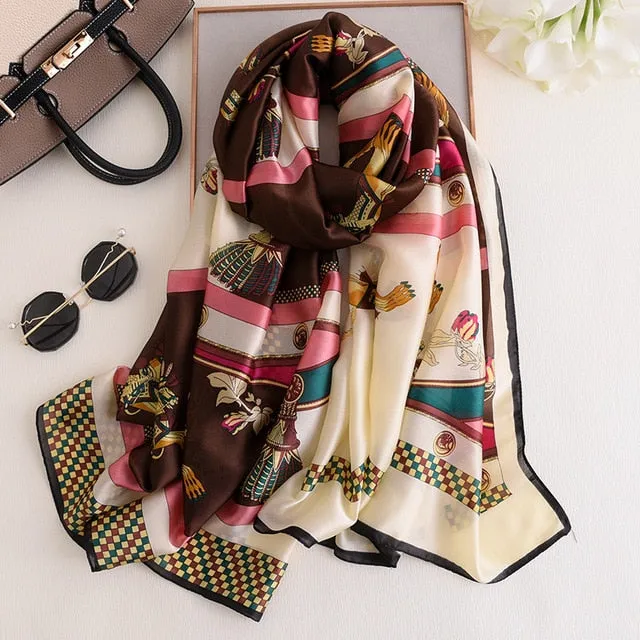 Fashion Silk Scarf Printed Bandana Shawl #LZ242