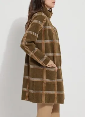 Faux Mink Sweater Car Coat | Chalet Plaid