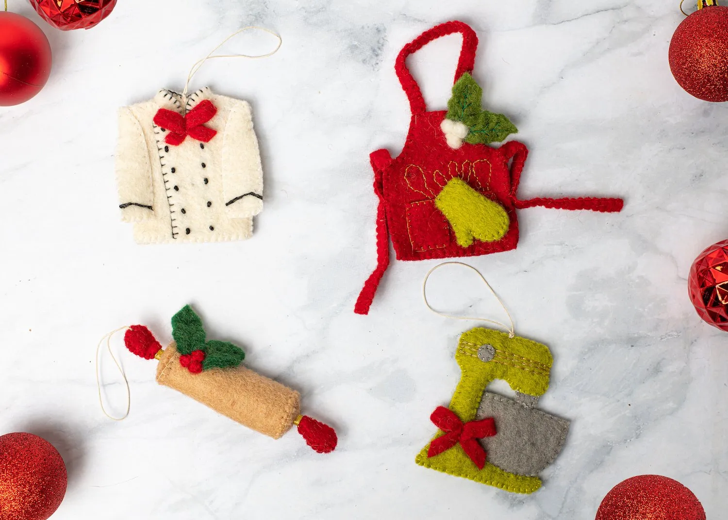 Felt Kitchen Ornaments - Set of 4