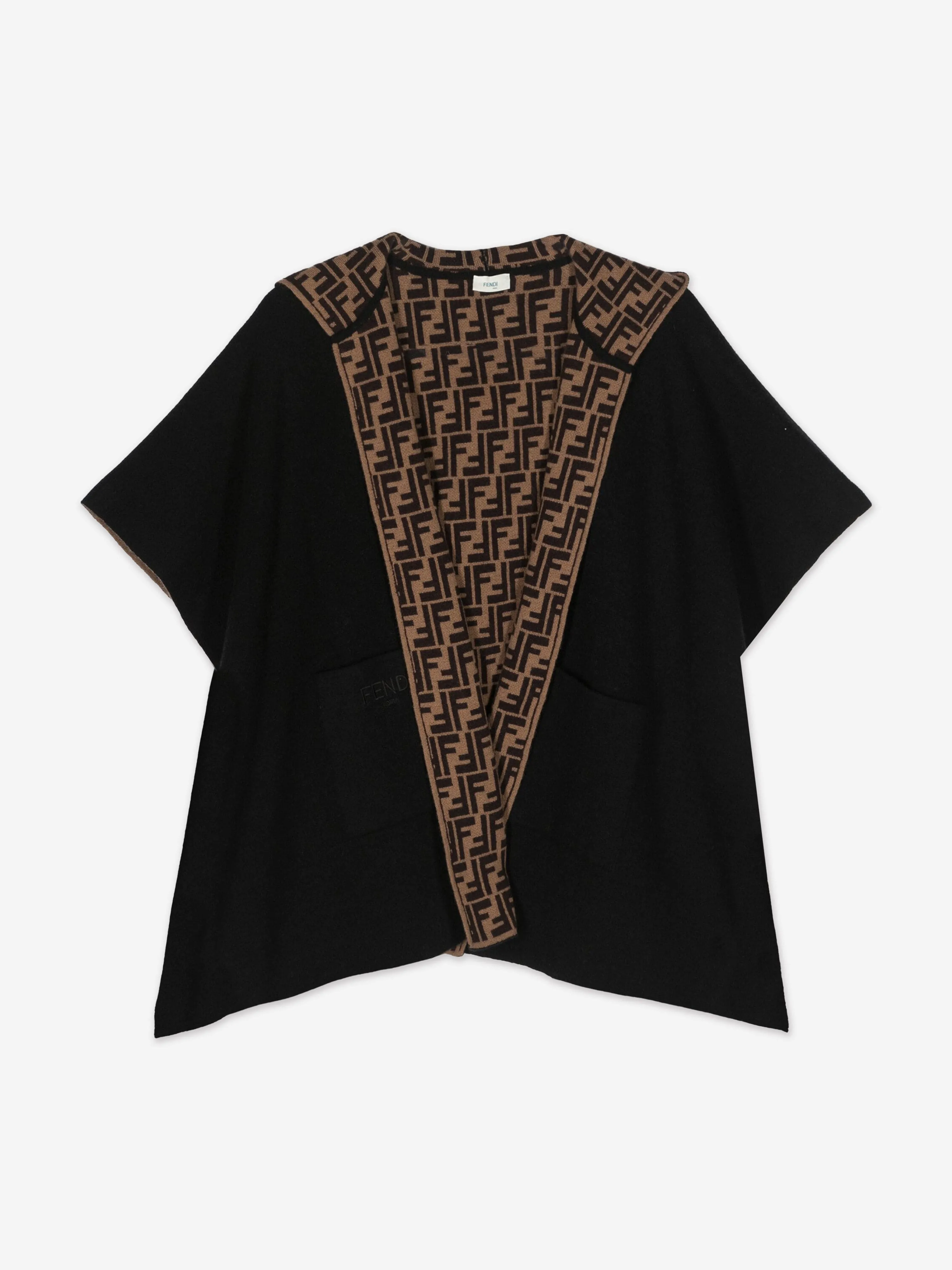 Fendi Girls Reversible Logo Cape in Black