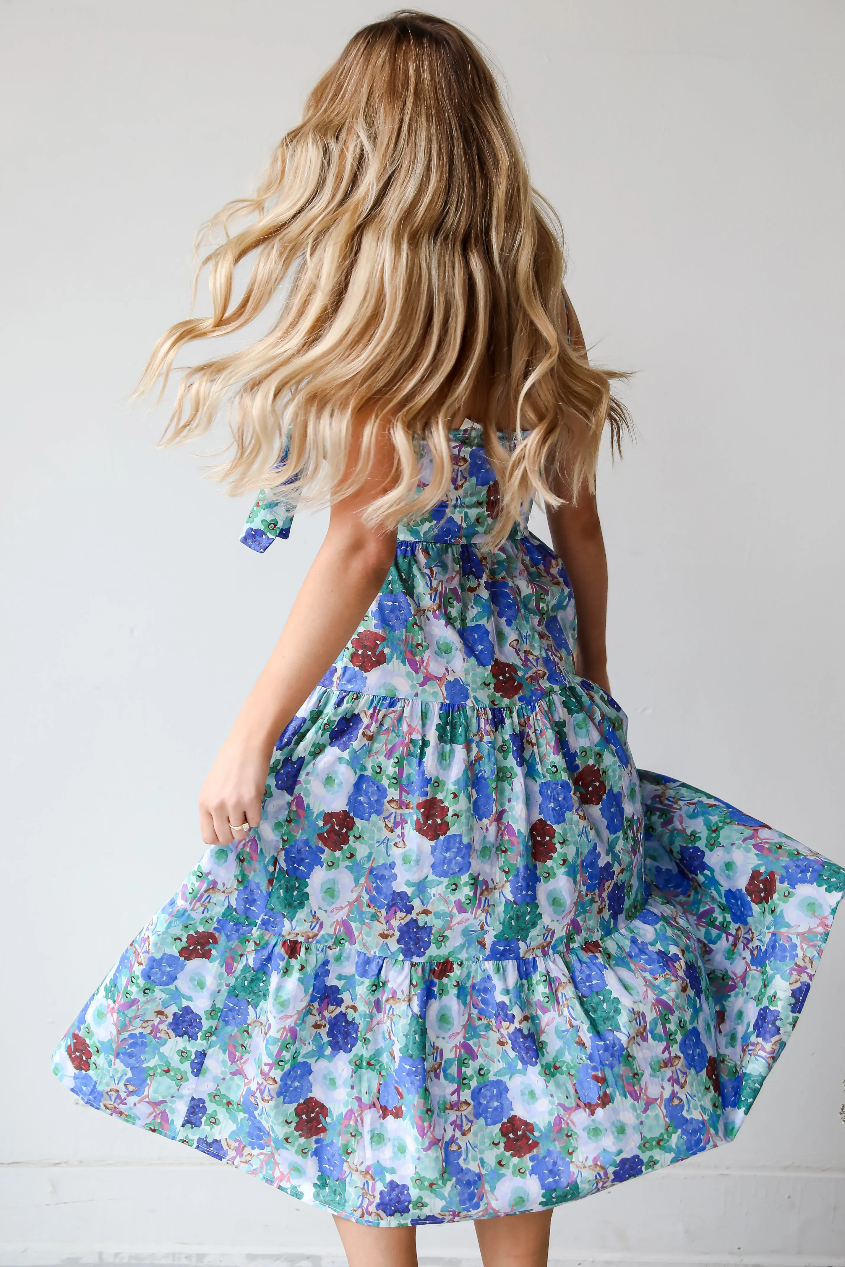 FINAL SALE - Favorite RSVP Blue Floral Tiered Midi Dress