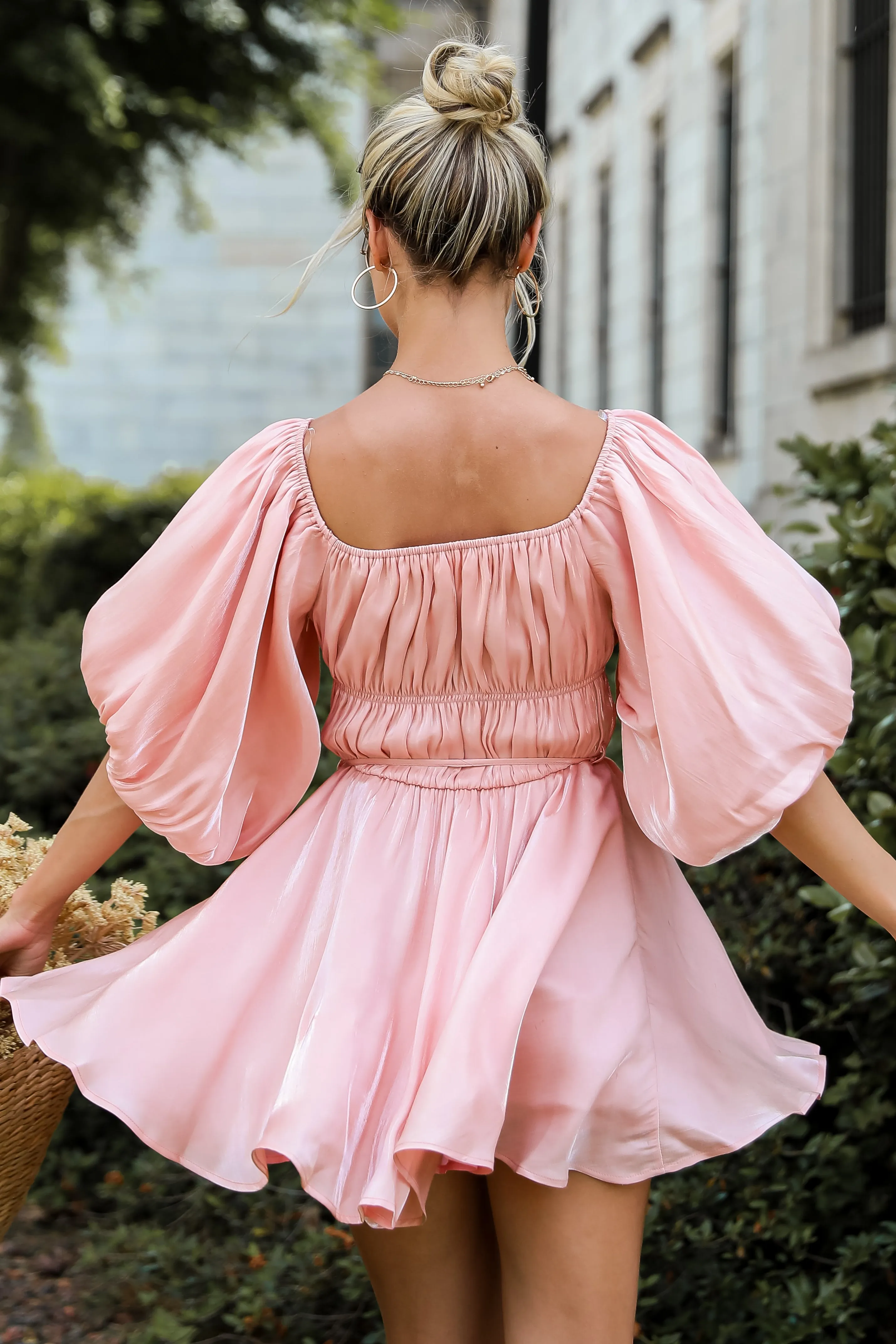 FINAL SALE - Indescribable Glow Blush Puff Sleeve Mini Dress