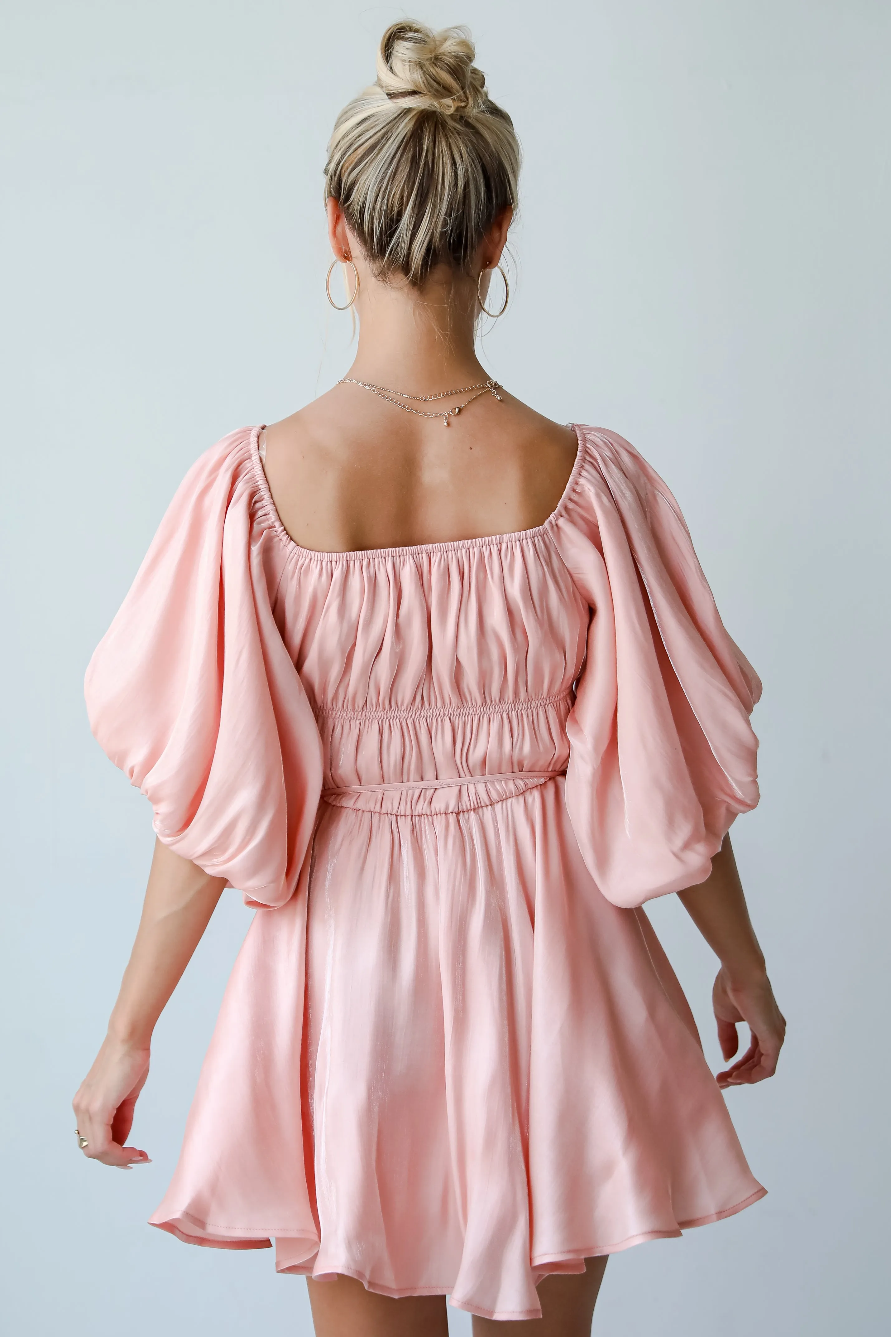 FINAL SALE - Indescribable Glow Blush Puff Sleeve Mini Dress