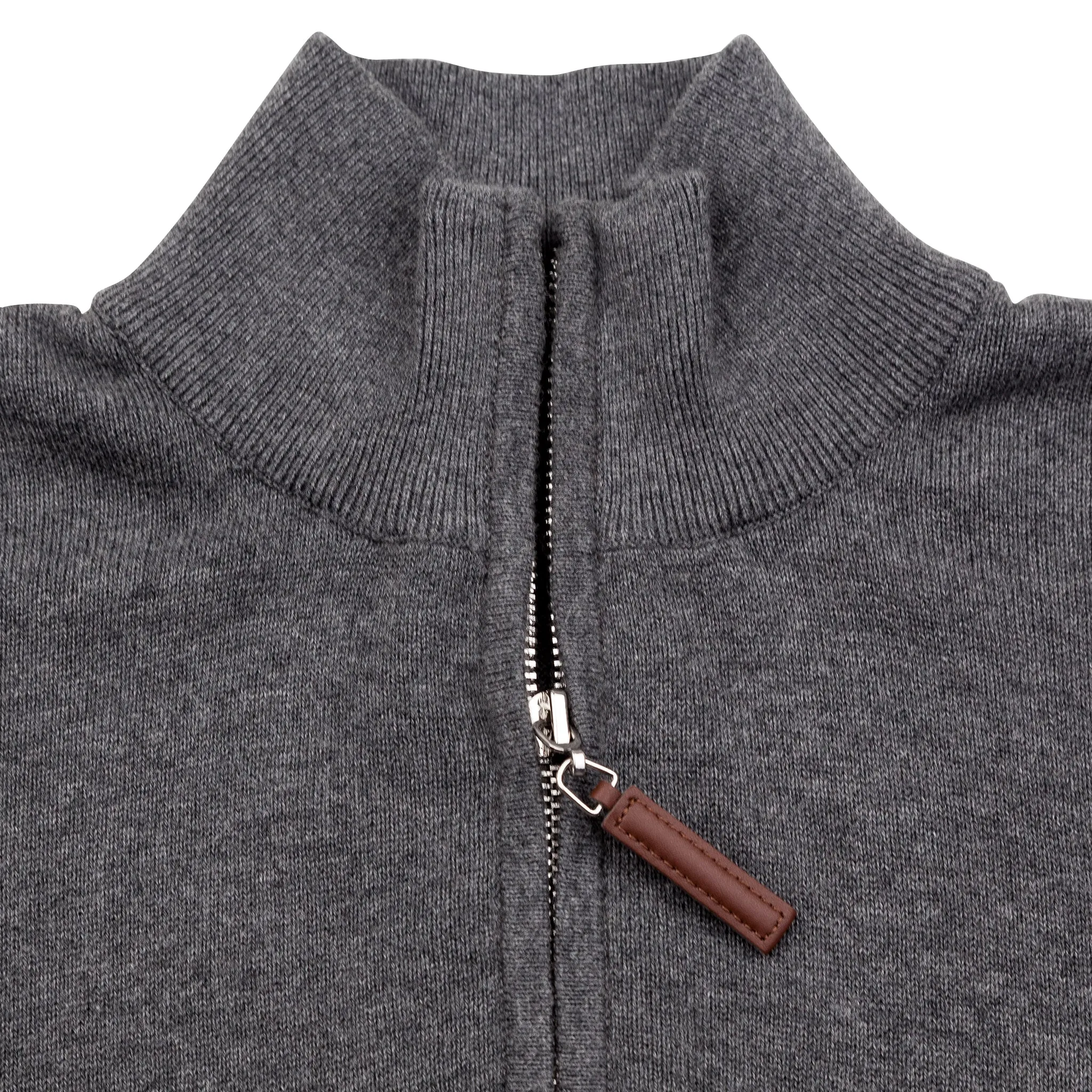 Fine Cut Half Zip Knit - Dark Grey Melange