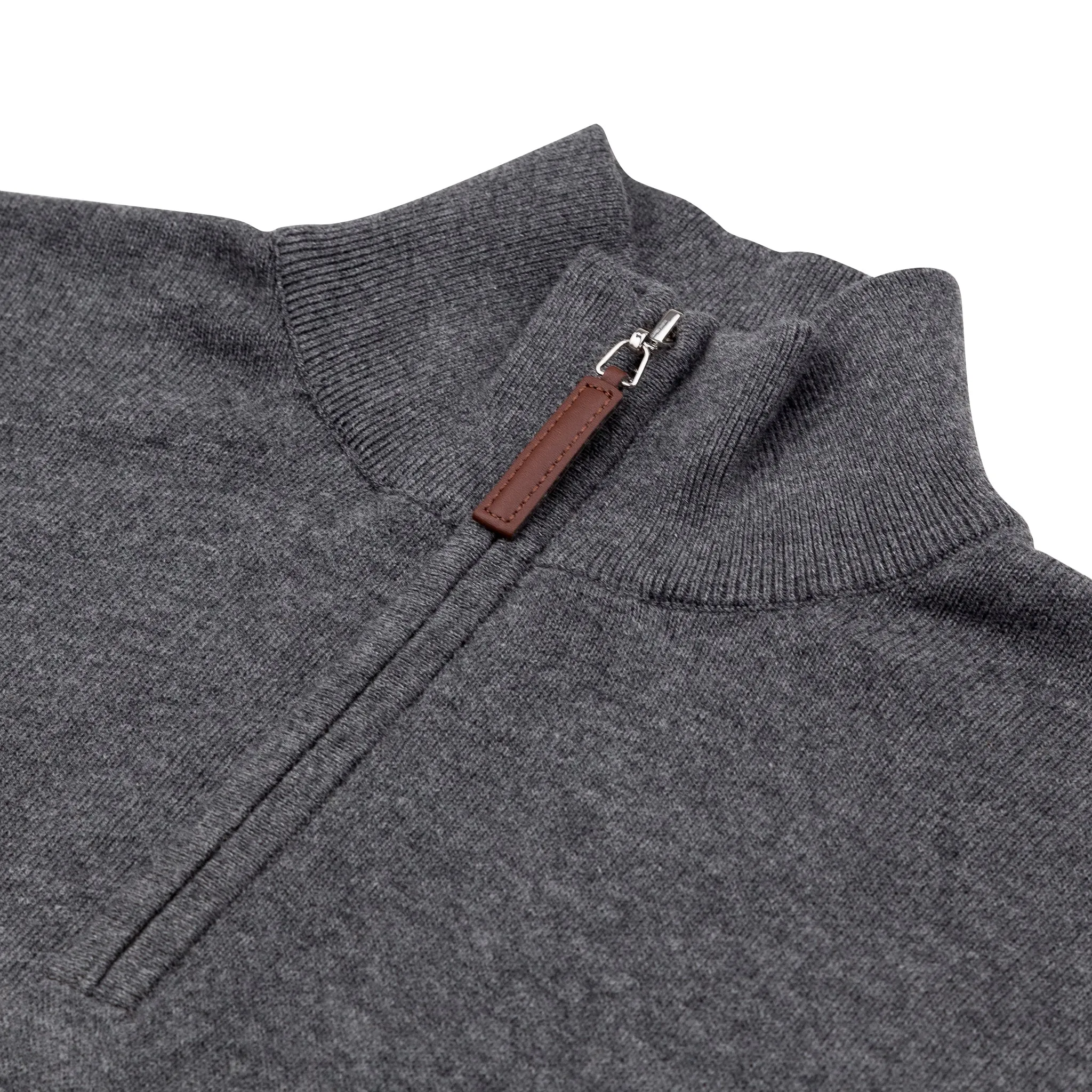 Fine Cut Half Zip Knit - Dark Grey Melange