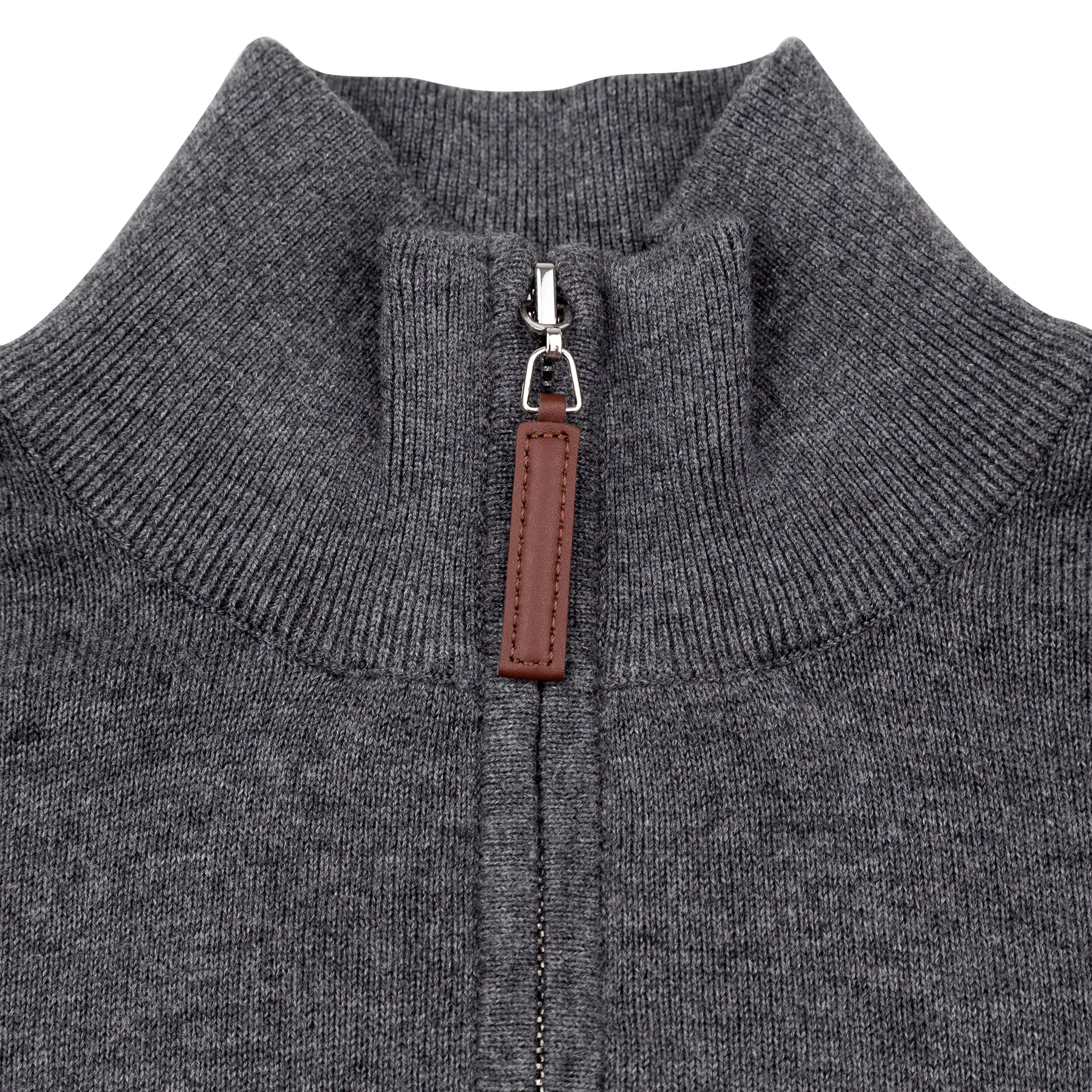 Fine Cut Half Zip Knit - Dark Grey Melange