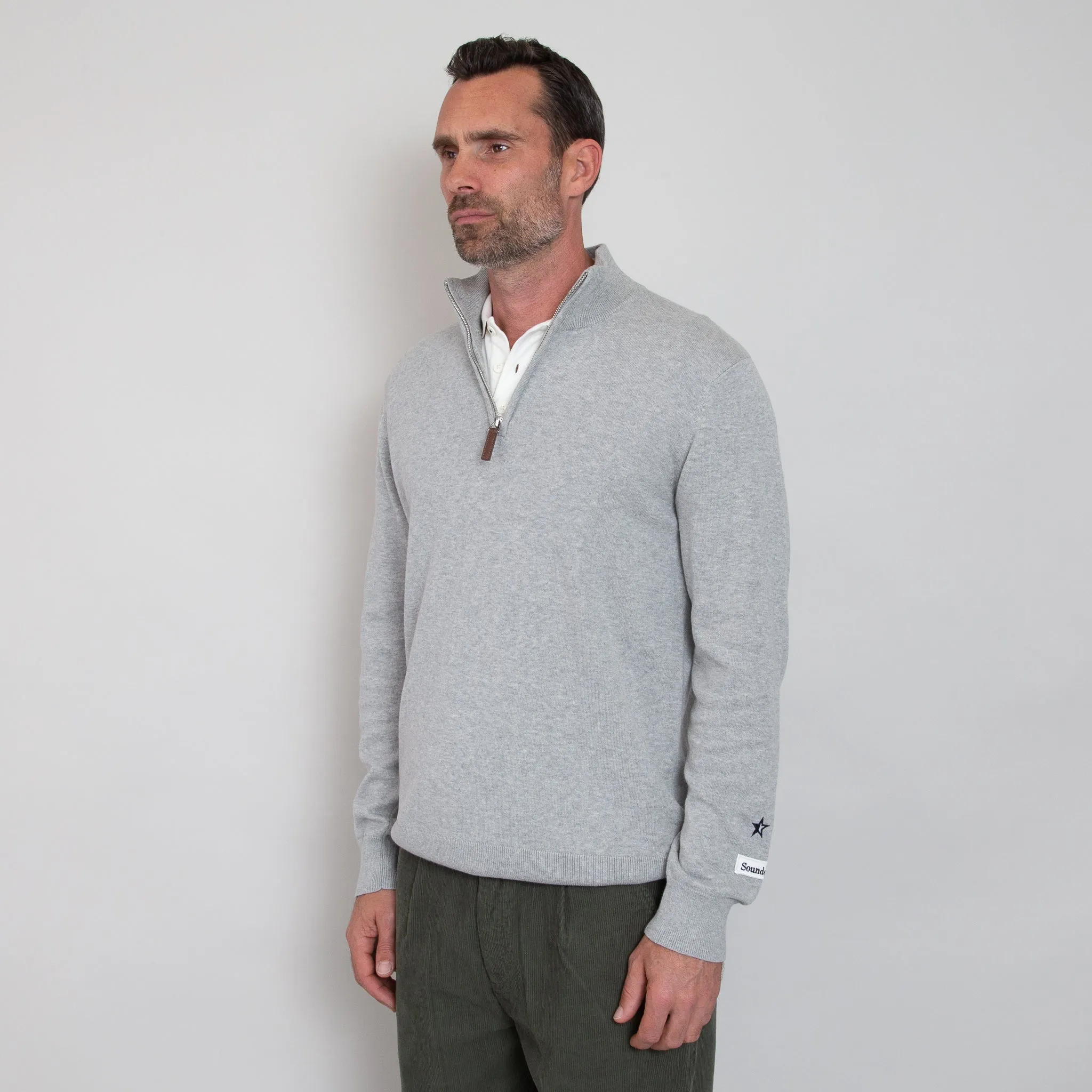 Fine Cut Half Zip Knit - Mid Grey